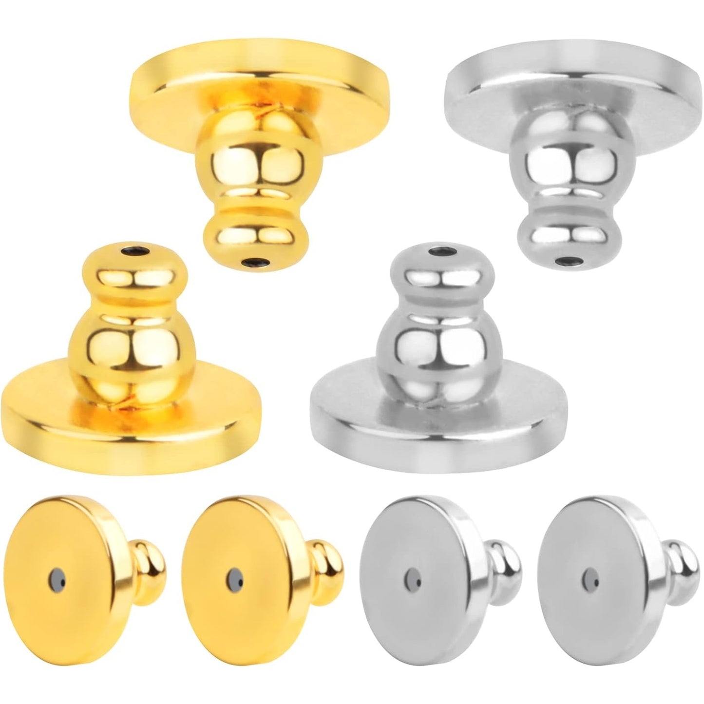 8pcs Hypo-Allergenic Bullet Clutch Secure Earring Backs Brass Locking Earring Backs Flying Disc Shape Ear Stoppers for Studs Fishhook Heavy Earrings, 2 Colors