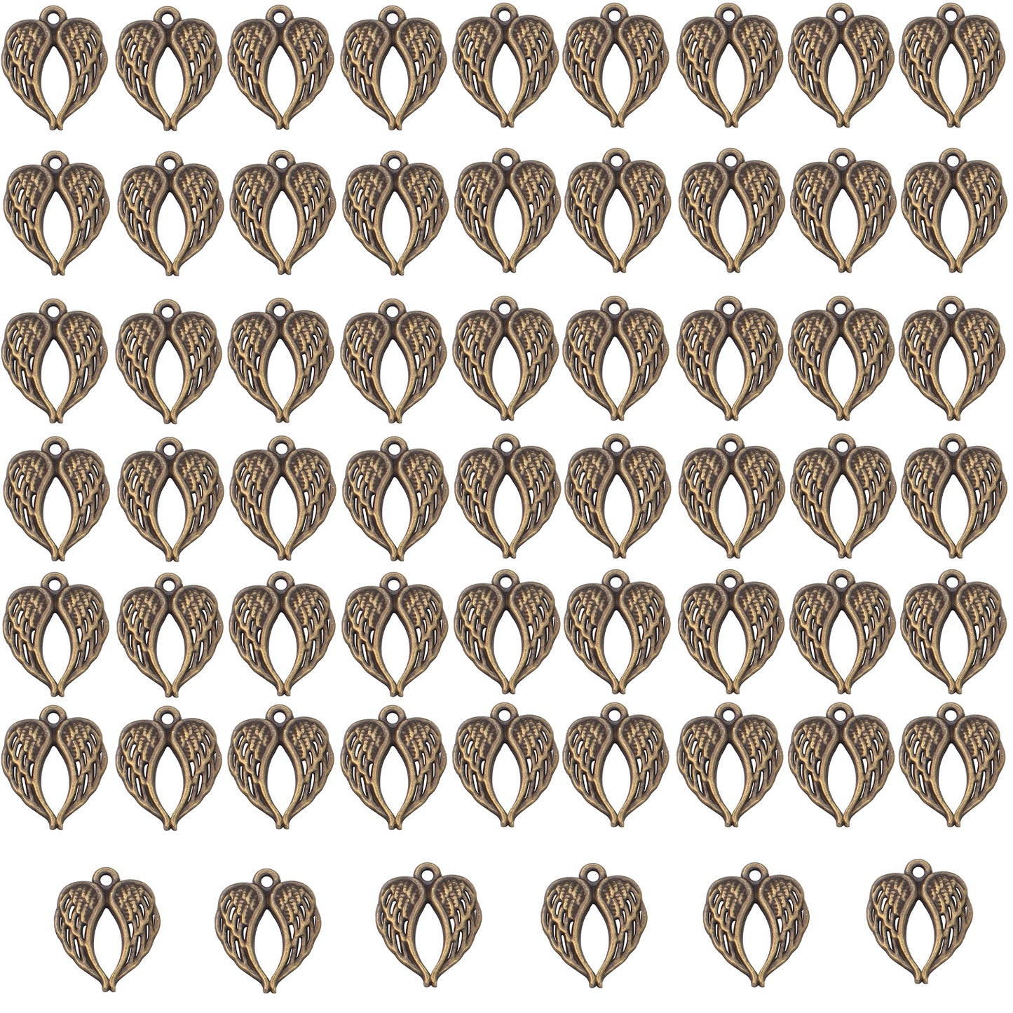Angel Wings Feathers Charms, 60pcs Alloy Fairy Pendant Craft Supplies Beads Charm for Diy Bracelet Necklace Jewelry Making, 6 Colors