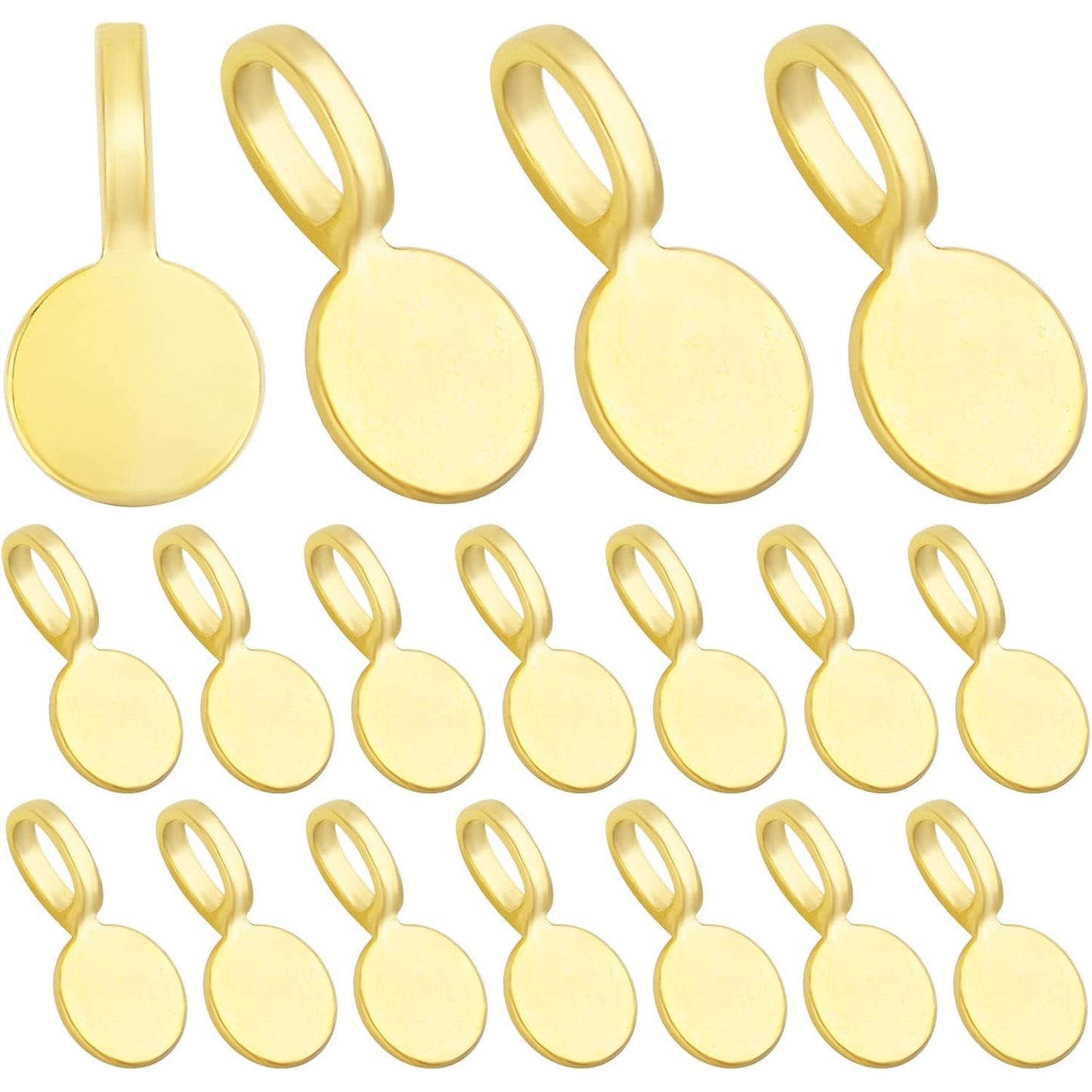 100pcs Silver Glue-on Flat Pad Bails Pendants Charms Connector Hanger for DIY Necklace Earrings Jewelry Making Accessories, 18 mm x 9 mm