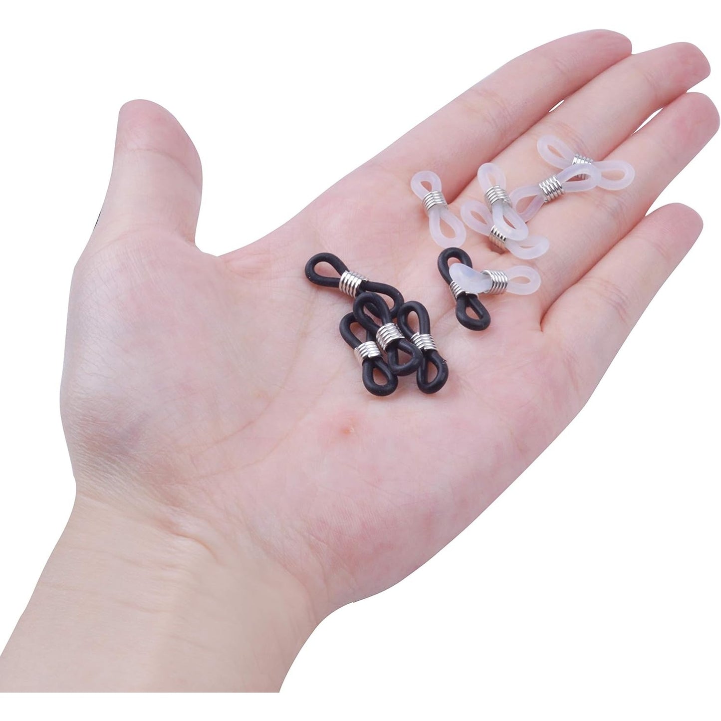 12pcs Rubber Metal Ends for Eyeglass Chain Necklace Chain (6pcs Black Color +6pcs Clear Color)