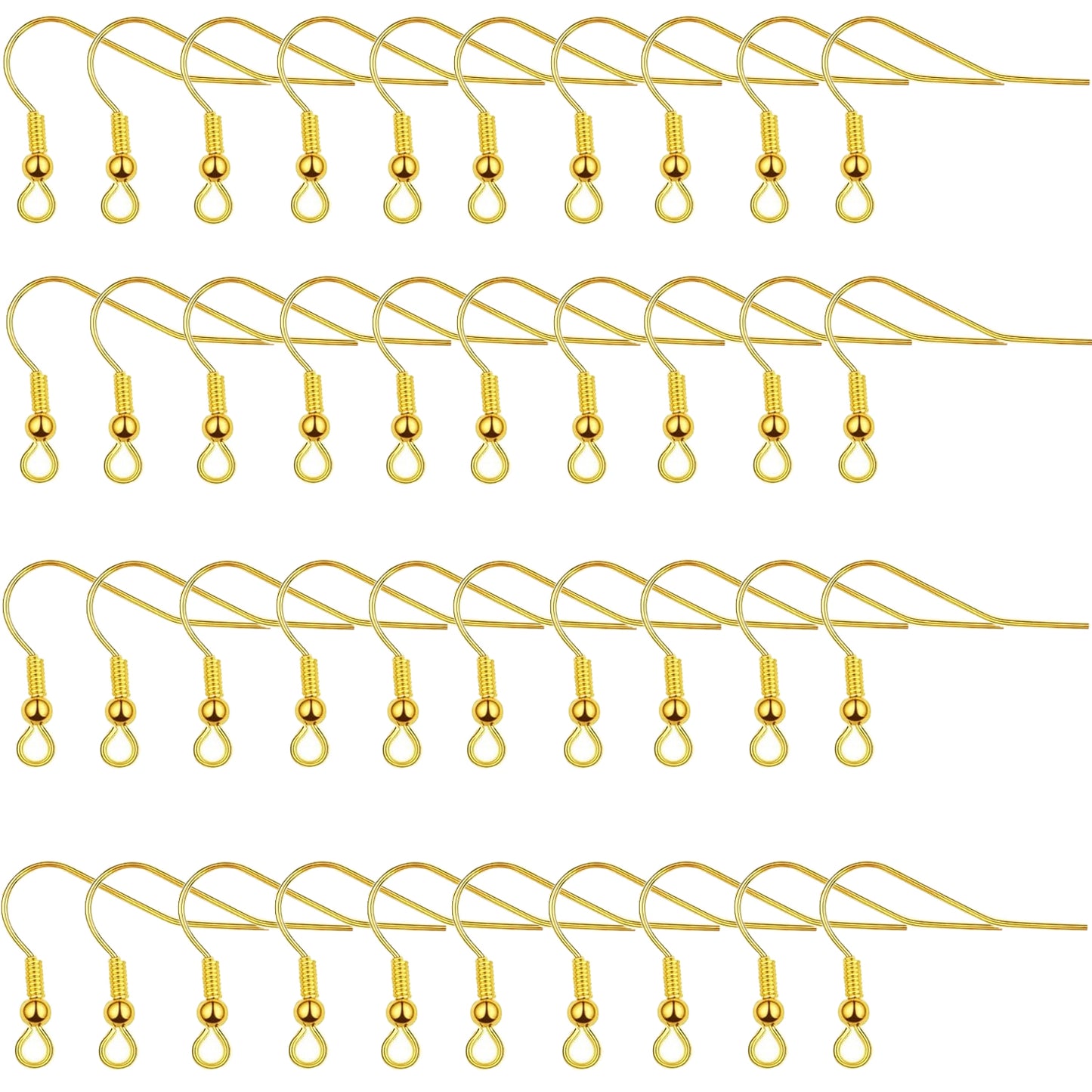 40pcs Stainless Steel Earring Hooks Hypo-allergenic Ear Wires Fish Hooks Earring Findings with 40pcs Clear Bullet Earring Backs Stoppers for DIY Jewelry Making, 4 Colors
