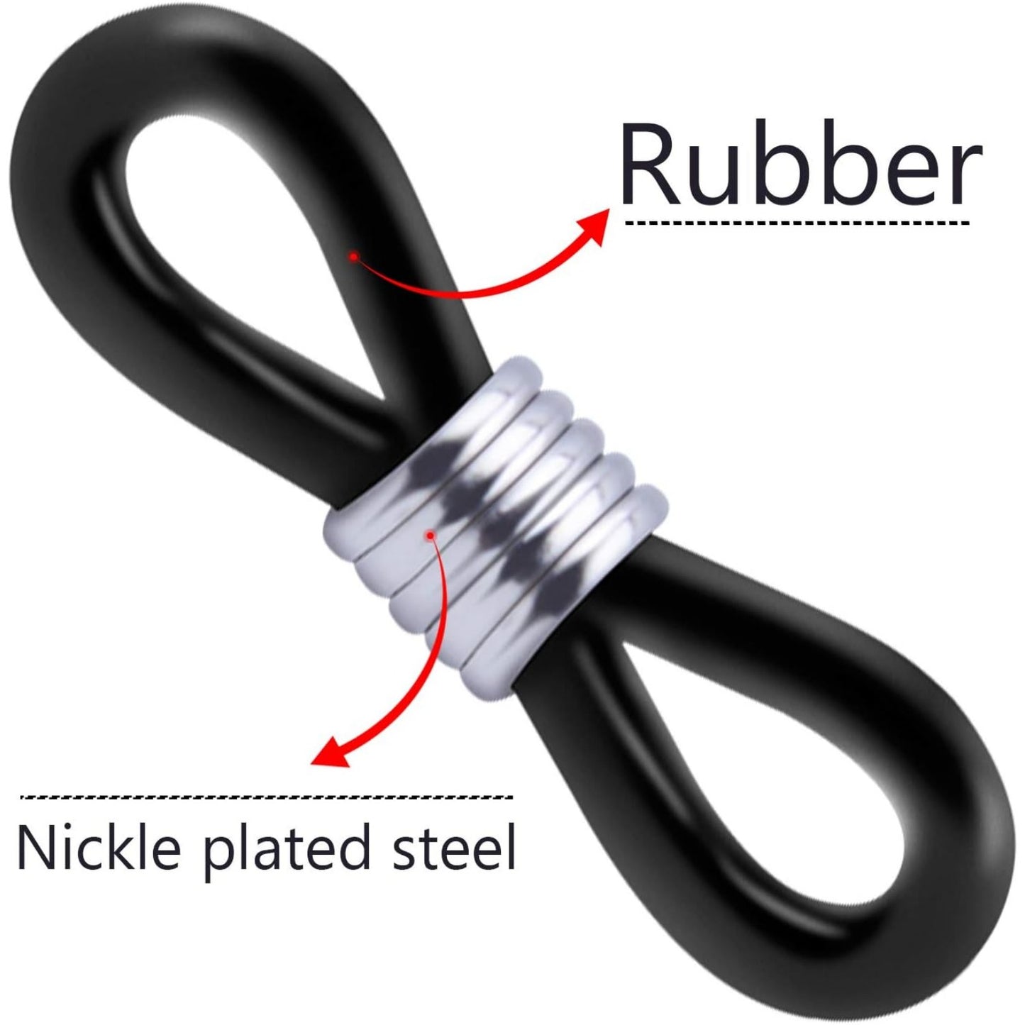 12pcs Rubber Metal Ends for Eyeglass Chain Necklace Chain (6pcs Black Color +6pcs Clear Color)