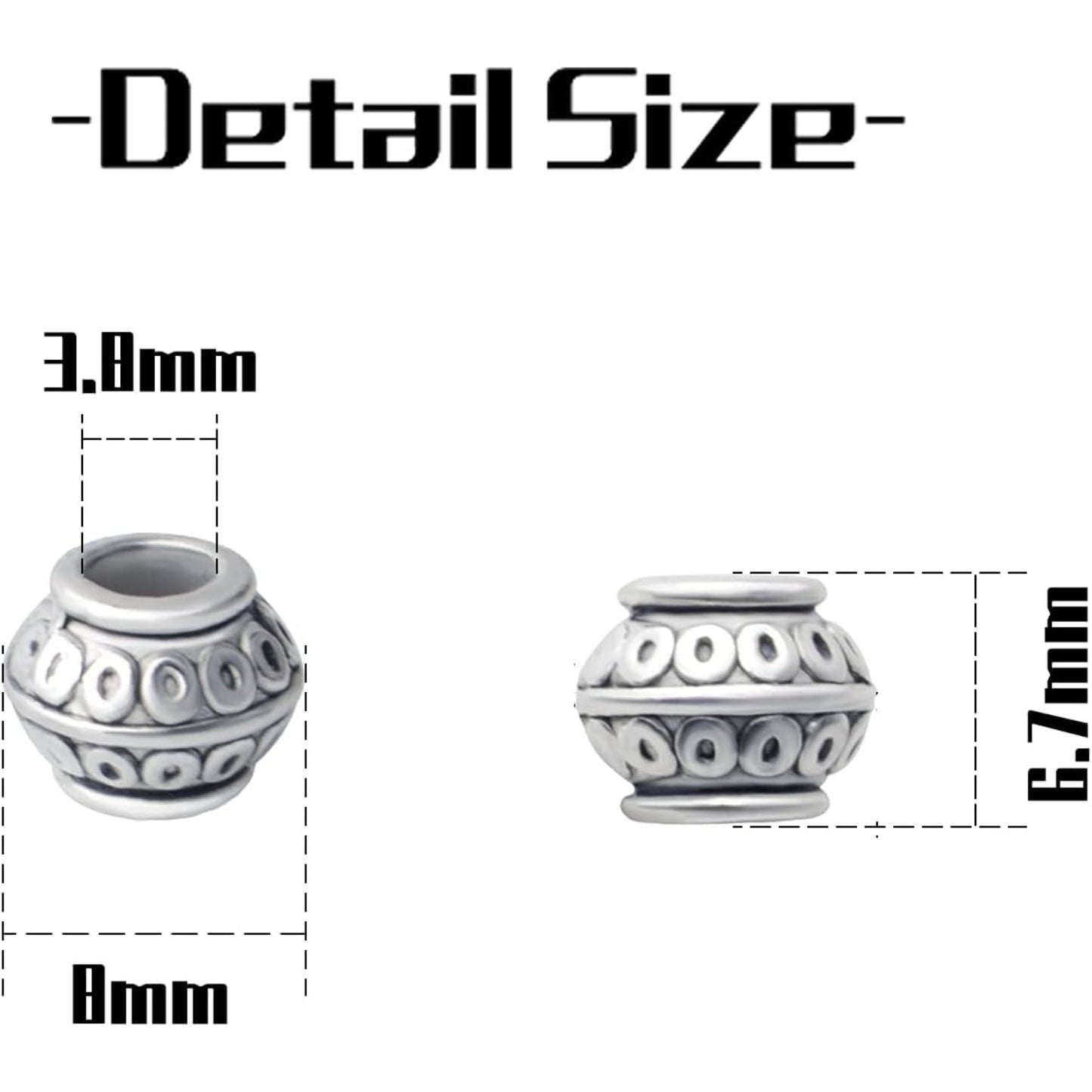 100pcs 8mm Tibetan Antique Silver Large Hole Spacers Beads Alloy Bicone Bead Spacers Round Loose Spacers Jewelry Bead Charms for DIY Jewelry Crafts Making Supplies, Hole:3.8mm