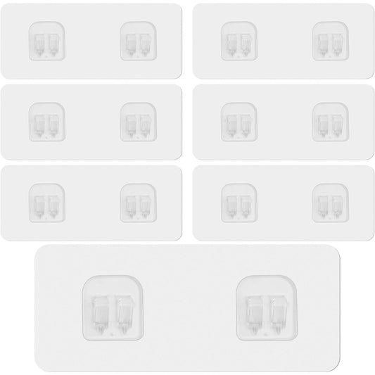 12 Pieces Shower Caddy Basket Adhesive Hooks Sticker Waterproof Transparent Double Claw Strong Wall Hooks for Kitchen Bathroom Shelf Outdoor Door Home Improvement, 14 x 5.9 cm