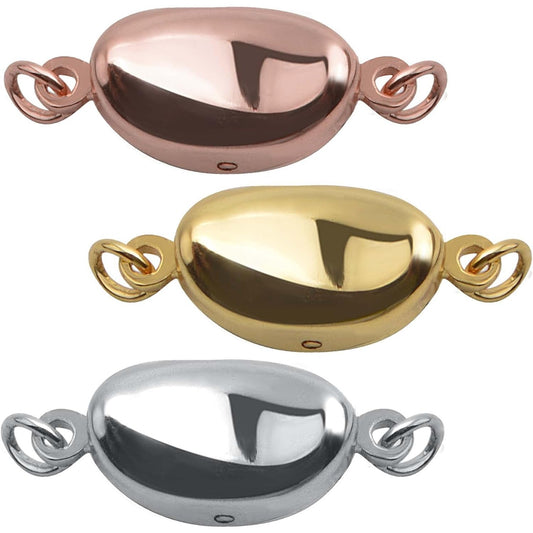 3 Pieces Pearl Locking Necklace Clasps Brass Oval Clasp Converter Closures Connector Chain Extenders for Necklace Bracelet Anklet Jewelry Making, 3 Colors