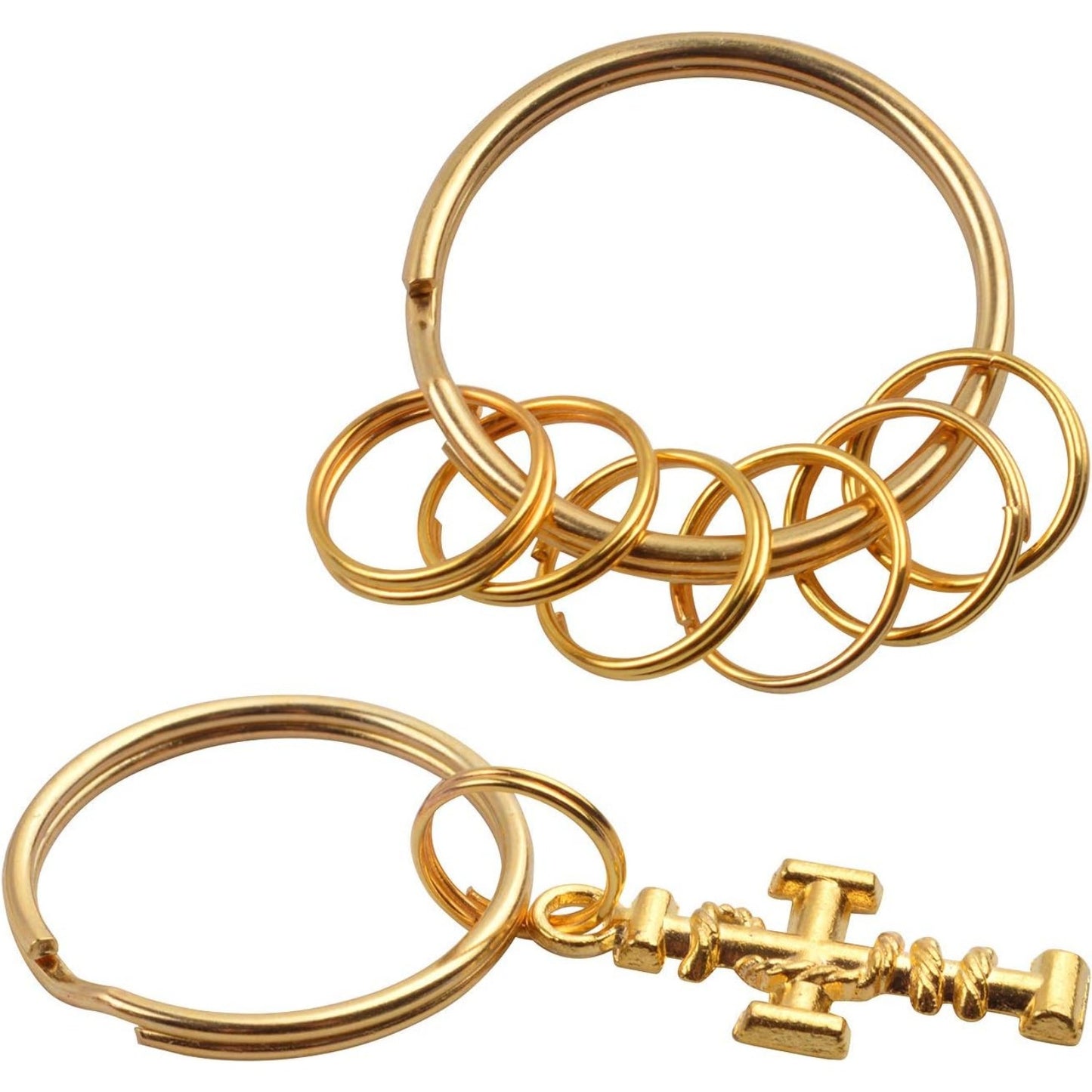 BronaGrand 200 Pieces Small Gold Key Chain Rings Split Ring Key Chains for Keys Organization,10mm Diameter