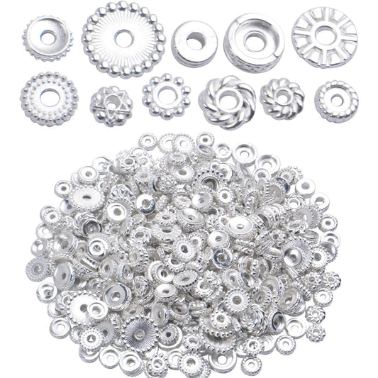 100 Gram(About 170-300pcs) Spacer Beads Jewelry Bead Charm Spacers Alloy Spacer Beads for Jewelry Making DIY Bracelets Necklace and Crafting,Silver