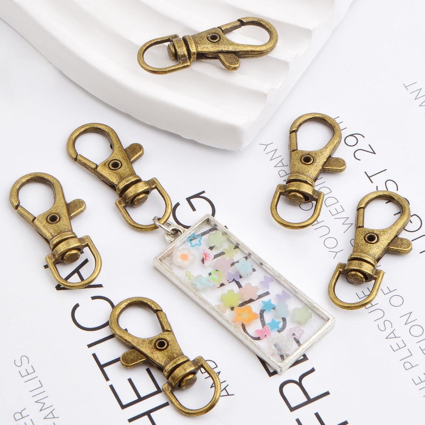50pcs Swivel Clasp Hooks Metal Alloy Lanyard Snap Hook Lobster Claw Clasps Handmade Trigger Clips Accessories for Keychain Rings Handbag Purse Tag DIY Jewelry Making, Antique Bronze