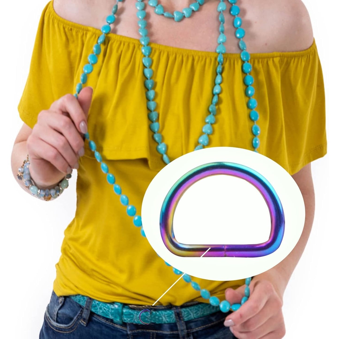 20pcs 10mm Metal Semi-Circular D Rings Multipurpose Half Round D-shaped Rings Buckle Clips DIY Accessories for Bags Purse Backpack Belt Clothing Sewing, Rainbow Color