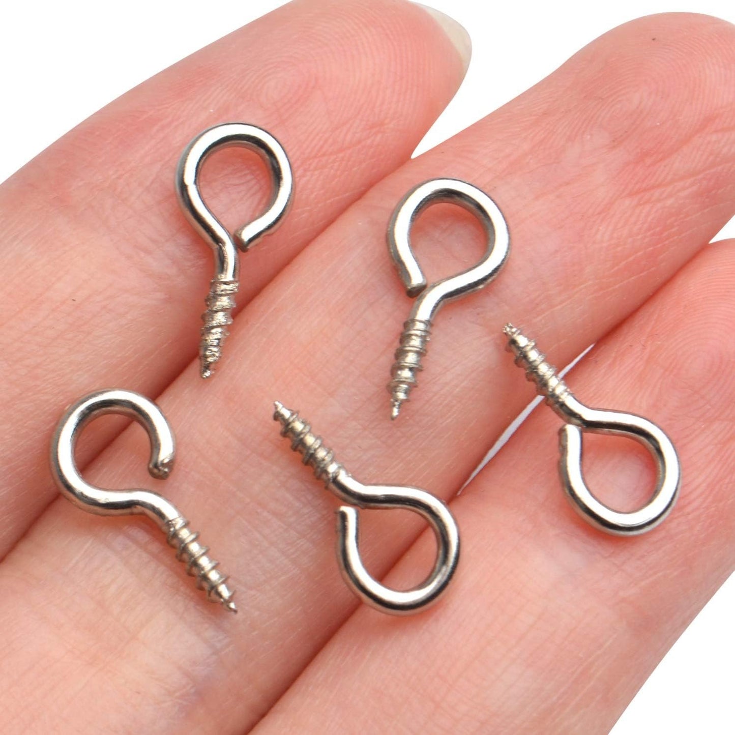 Small Eye Hooks,100pcs 13x7mm Mini Eye Pins Eye Screw Hooks Metal Eyelets Screw Eye Lags for Resin Jewelry Bead Plastic Wood