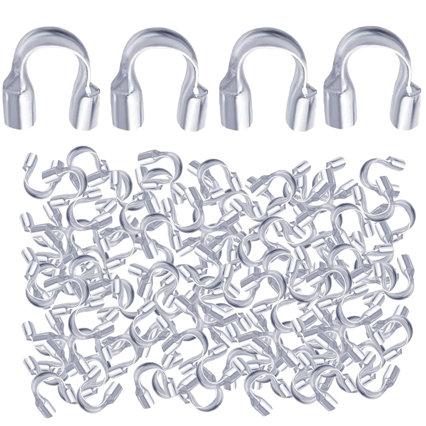 600pcs Wire Guardian U-Shaped Wire Guard Loops Wire Cable Thread Protectors with a Box Accessories for DIY Craft Earring Bracelet Necklace Jewelry Making, 6 Colors