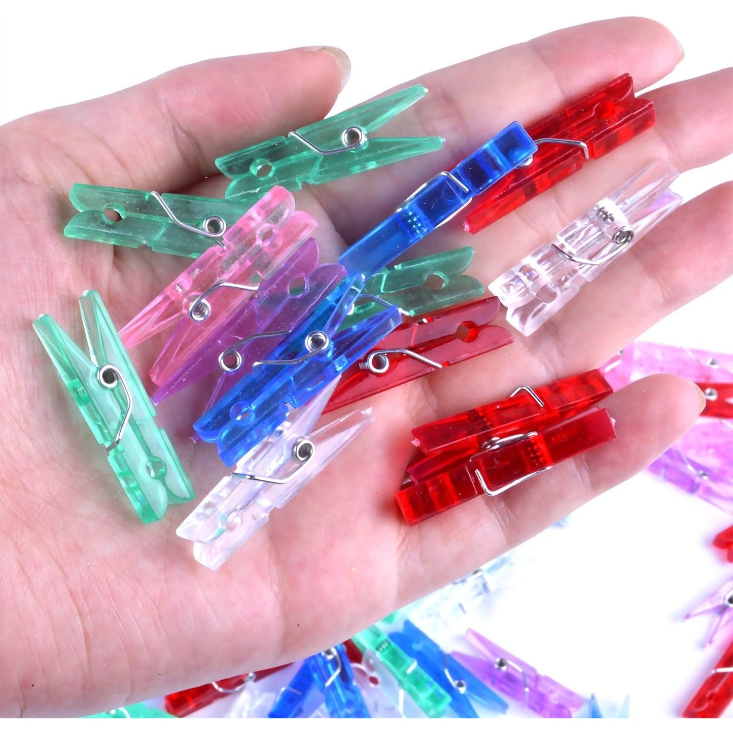 BronaGrand 100pcs Mini Colorful Plastic Utility Paper Clip, Clothespins Clip, Clothes Line Clips,Photo Clips
