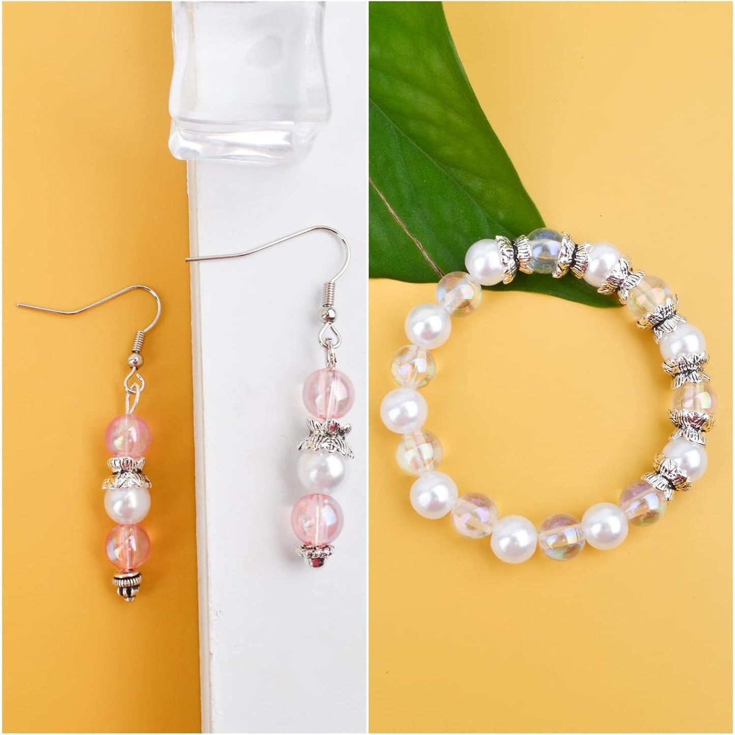 Lotus Form 60PCS Double End Flower Bead Spacer Caps, Antique Alloy Jewelry Caps for Bracelet, Necklace, Earring Crafts Making