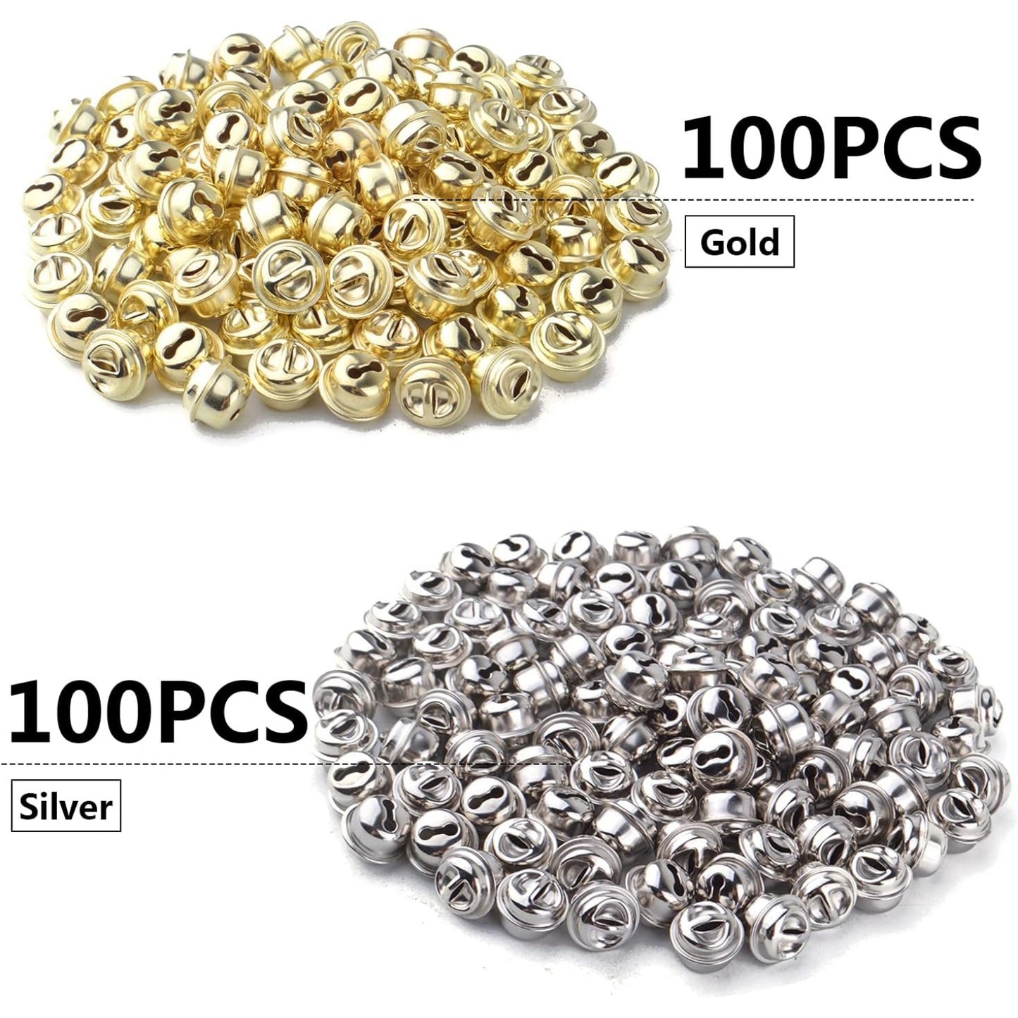 200pcs Jingle Bells,Metal Christmas Mini Bells Craft Bells Bulk for Pet Dog Cat Pendants Christmas Party Festival Decoration and Home Decoration