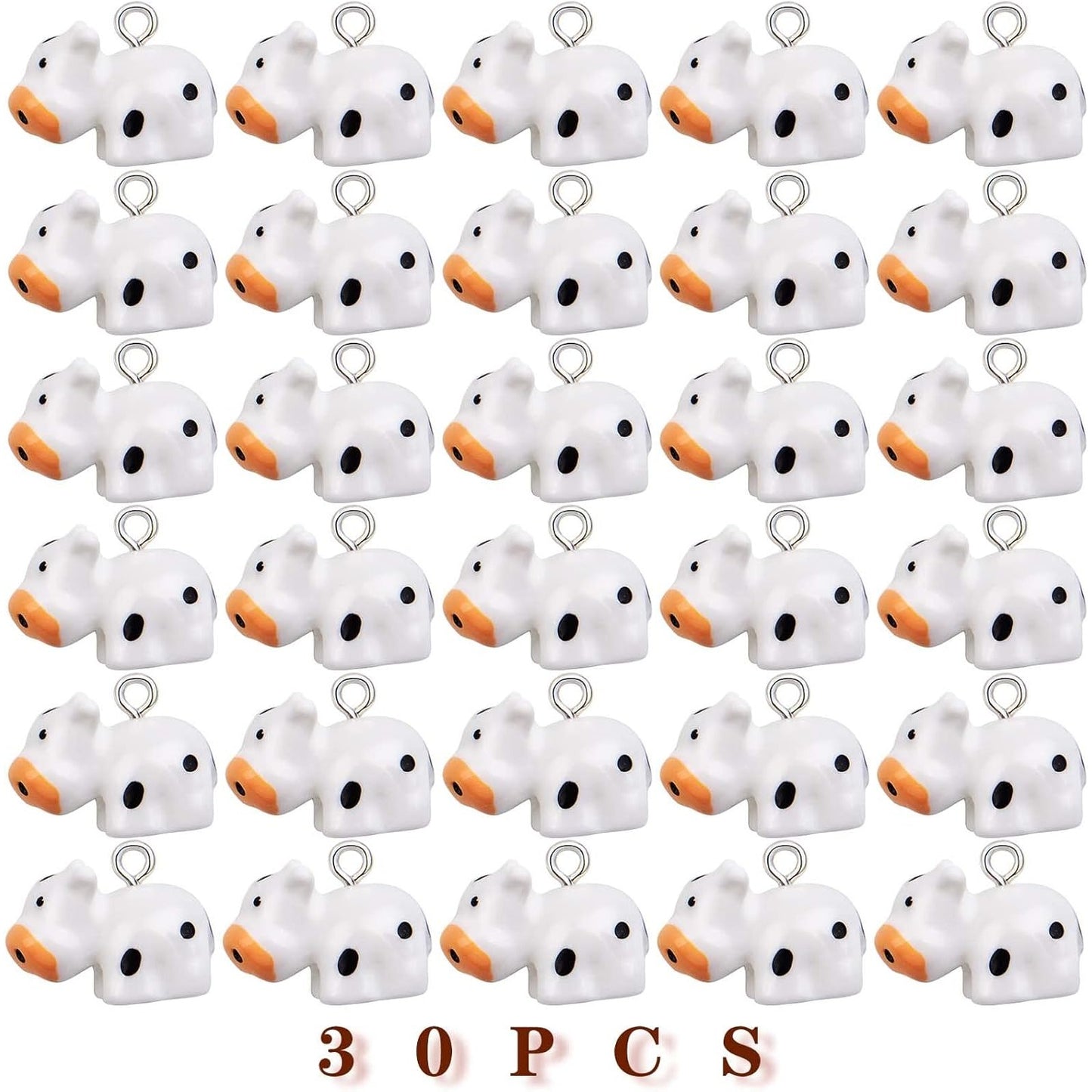 30 Pieces Resin Cow Charms Cute Cattle Pendants Small Animal Dangle Charms with a Box Craft Supplies for DIY Necklace Bracelet Earrings Jewelry Making Decor, White