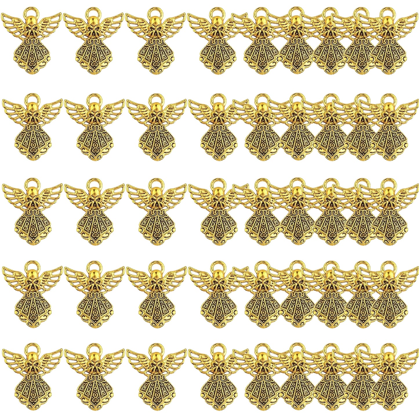45pcs Angel Wing Charms Tibetan Alloy Fairy Wings Shape Pendant Guardian Angel Dangle Charms Craft Supplies for DIY Necklace Bracelet Earrings Jewelry Making, 9 Colors