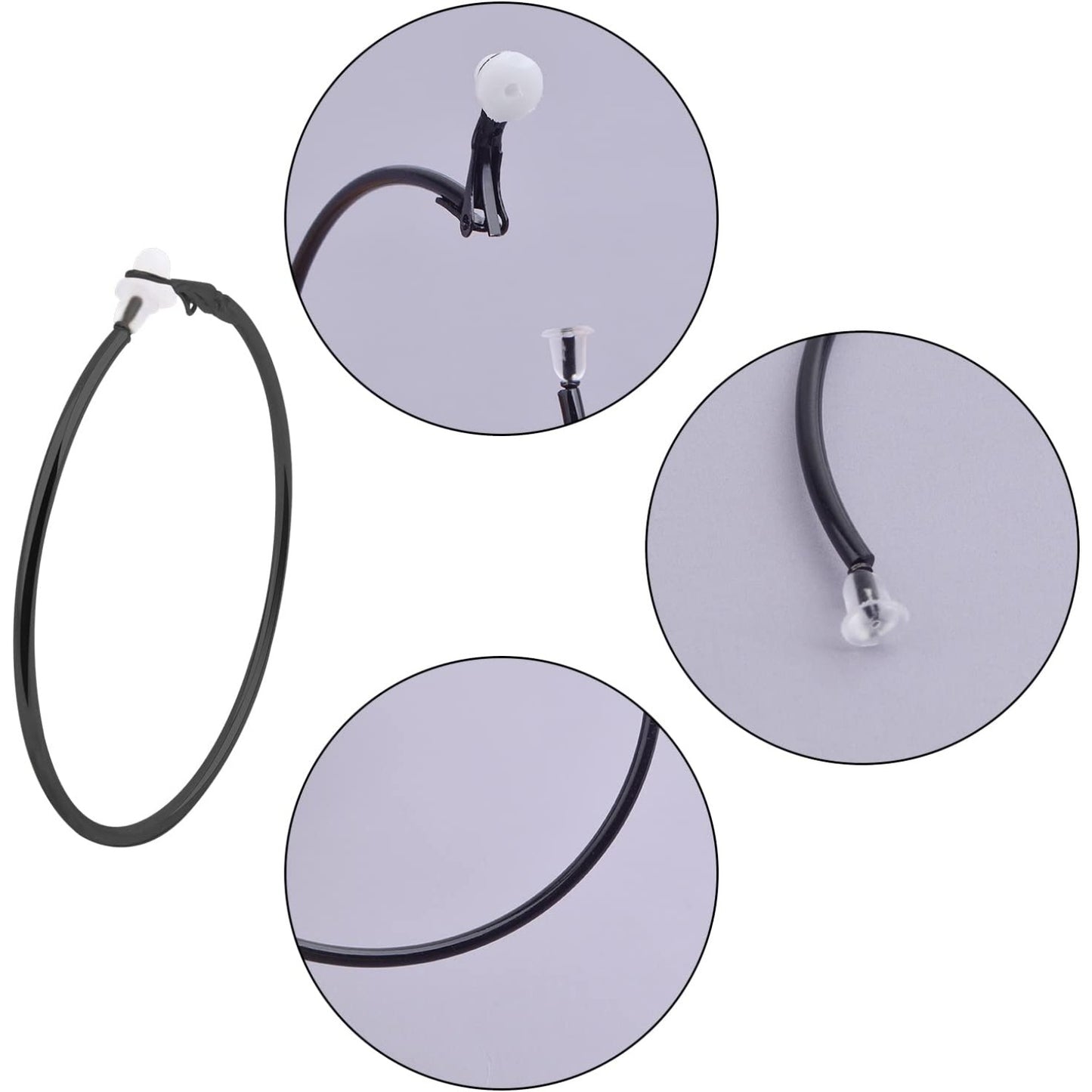 8 Pairs 60 mm Round Open Earring Beading Hoops Metal Hoop Earrings Findings Component with Silicone Earring Pads for DIY Crafts Jewelry Making Wedding Party Gifts, 4 Colors