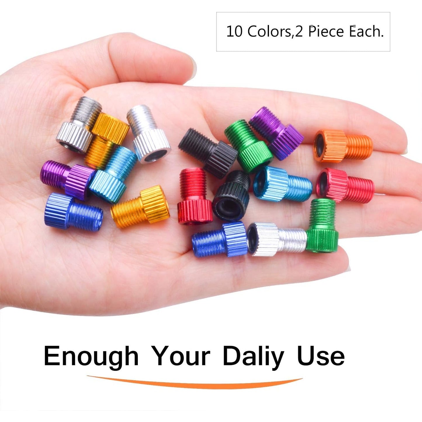 20pcs Bike Valve Adapters,10 Colors Metal Presta Valve Adapter Bicycle Bike Tube Pump Air Compressor Tools-French/UK to US