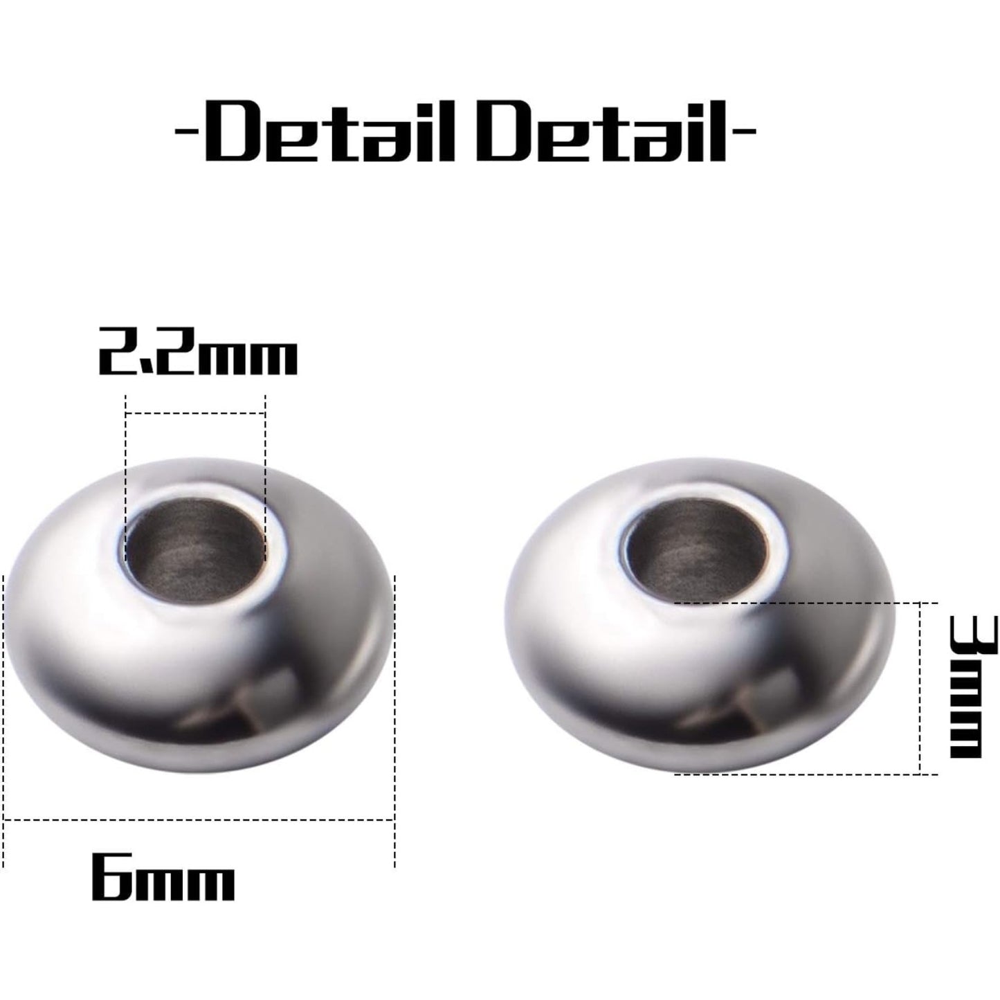 100pcs Stainless Steel Round Spacer Bead Smooth Beads Saucer Spacers Jewelry Spacer Charms for DIY Earring Necklace Bracelet Jewelry Crafts Making