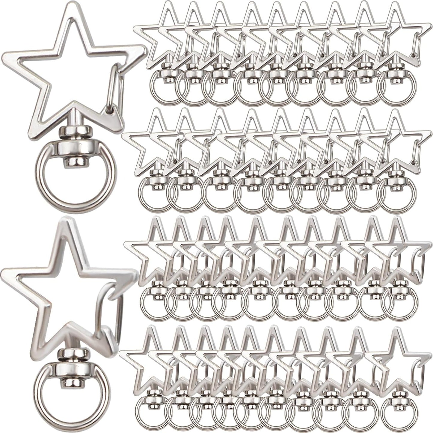 40 Pieces Star Shape Swivel Lobster Claw Clasps Silver Zinc Alloy Snap Hook Keychains Clips DIY Keyrings Accessories for Backpacks Bags Jewelry Making Craft Supplies