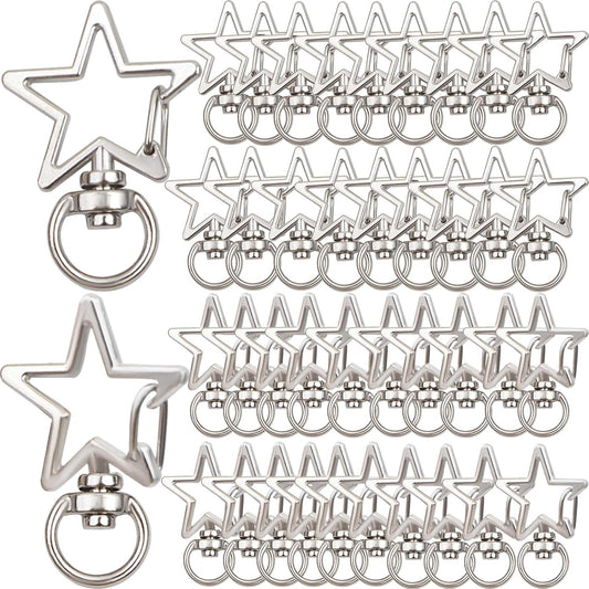40 Pieces Star Shape Swivel Lobster Claw Clasps Silver Zinc Alloy Snap Hook Keychains Clips DIY Keyrings Accessories for Backpacks Bags Jewelry Making Craft Supplies