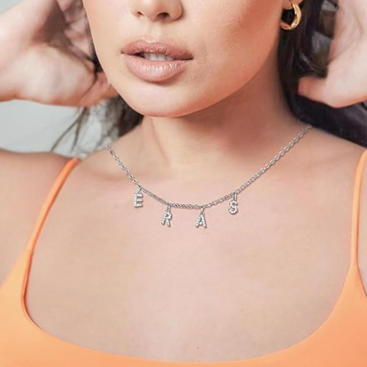 2 Sets ERAS Alphabet Necklaces Album Gift Song Inspired Necklace Charms Initial Letter Choker Pendant Necklace Concert Outfit Jewelry for Women Teens Fans Music Lovers Gifts