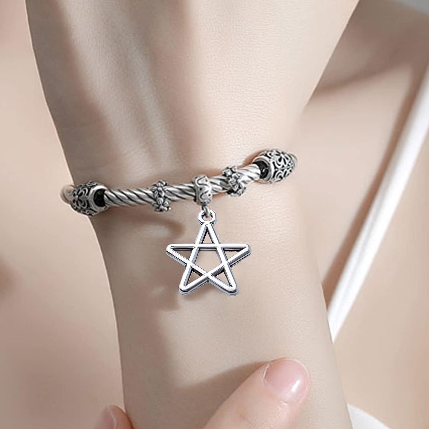 100pcs Star Pentagram Charms Pendant Alloy Pentacle Charm Celestial Charms for DIY Bracelets Necklace Jewelry Making Craft Supplies