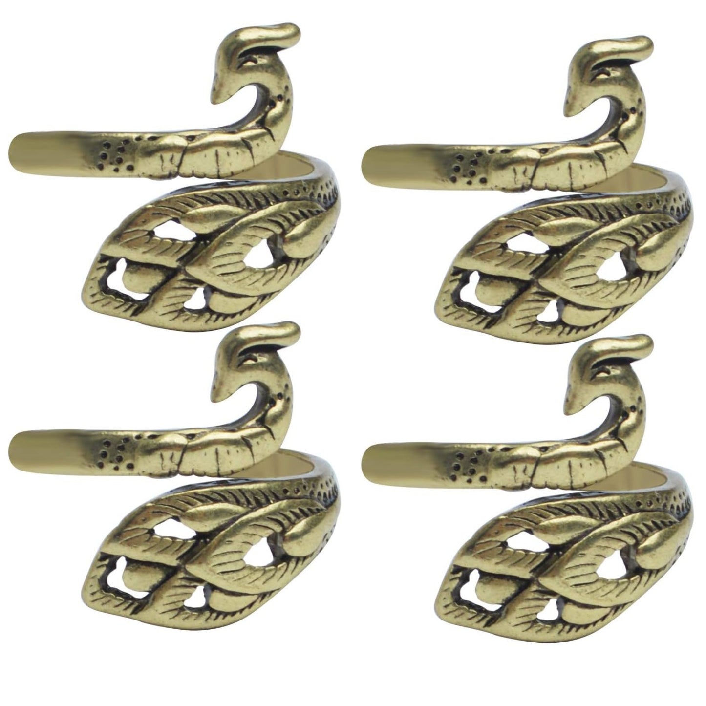 4pcs 16x18mm Adjustable Knitting Loop Crochet Loop Ring Peacock Yarn Guide Finger Holder Knitting Thimble Ring for Crochet Knitting Crafts,Antique Silver and Antique Golden