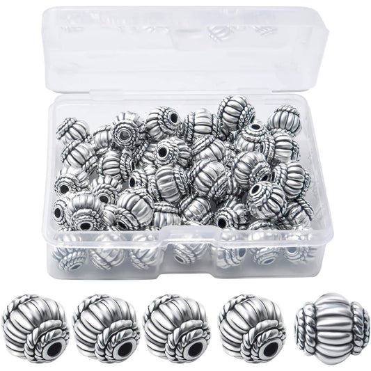 50pcs 8mm Tibetan Spacer Beads Loose Spacer Bead European Style Spacers Beads Bicone Jewelry Beads for Bracelet Necklace Jewelry Making Supplies