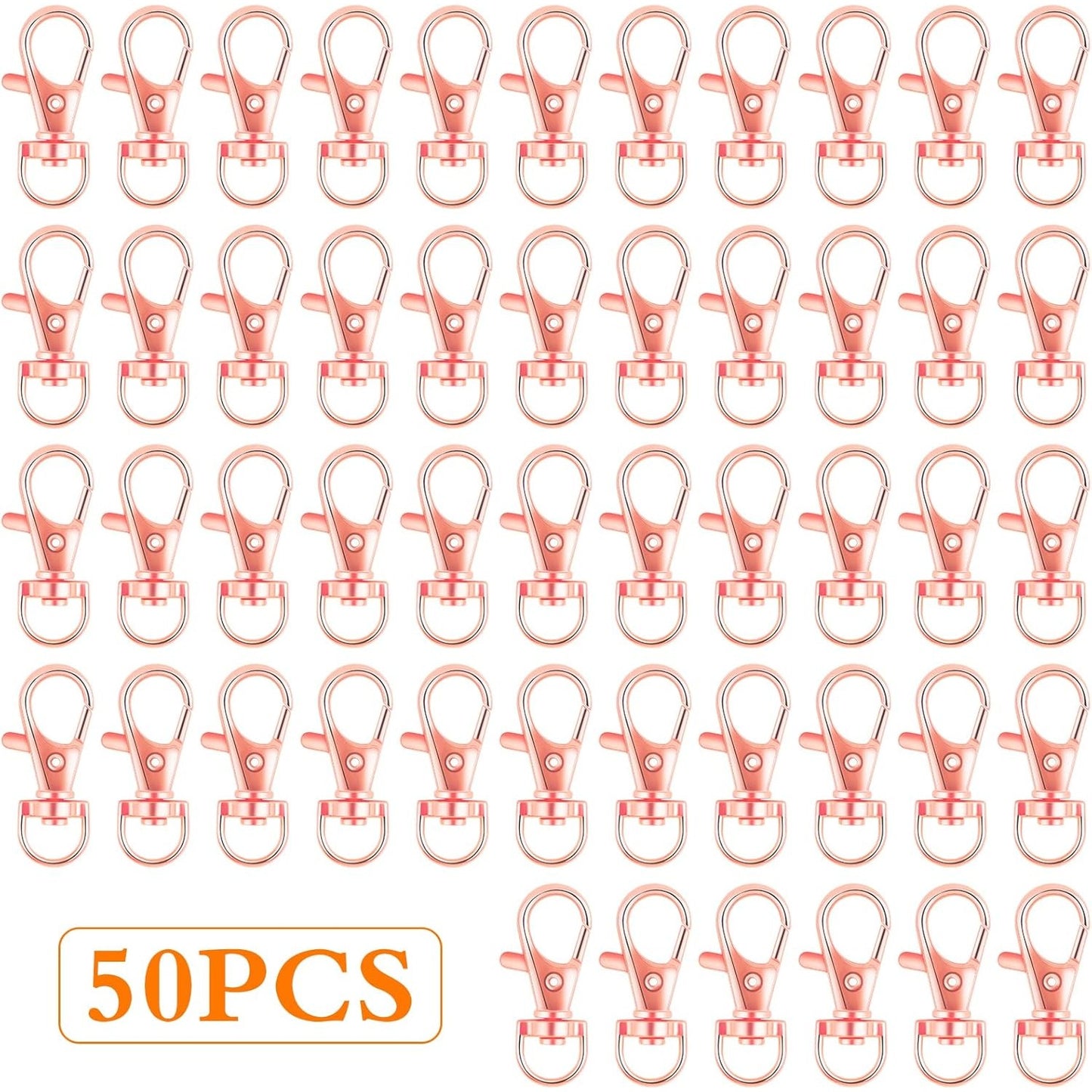 50pcs Swivel Lanyard Snap Hooks Lobster Claw Clasps Trigger Clips Hardware Accessories Jewelry Findings for DIY Keychain Handbag Purse Backpack Sewing Craft Projects, Rose Golden