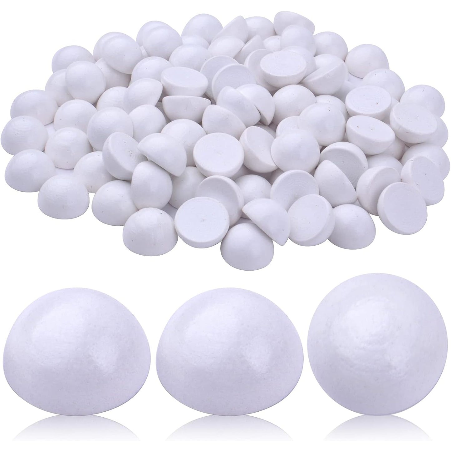100pcs 15 mm Half Wooden Round Balls Natural Wood Craft Beads Unfinished Split Wood Balls for DIY Paint Christmas Home Party Ornament Art Crafts Decor Supplies, White