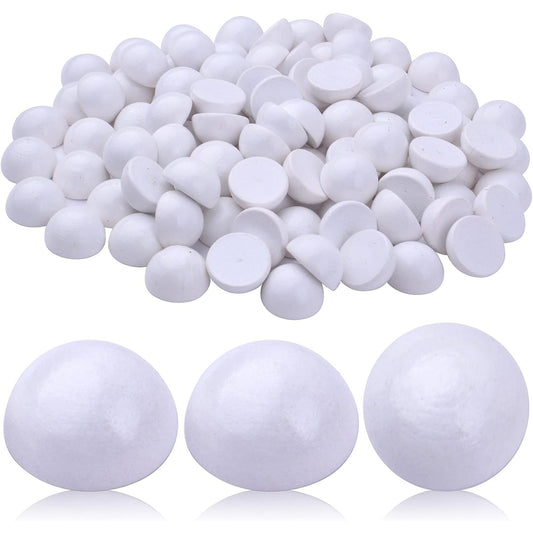 100pcs 15 mm Half Wooden Round Balls Natural Wood Craft Beads Unfinished Split Wood Balls for DIY Paint Christmas Home Party Ornament Art Crafts Decor Supplies, White