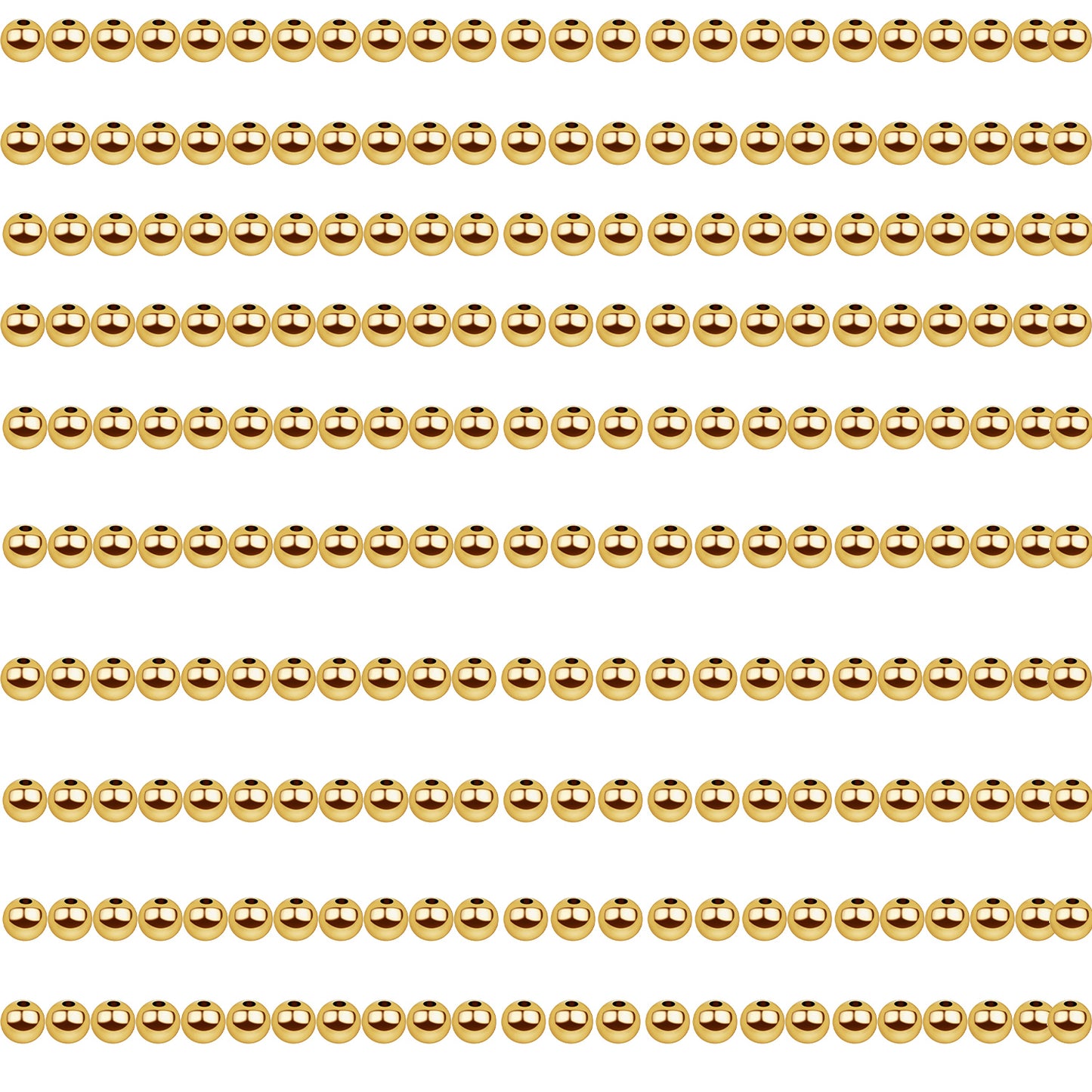 250pcs Golden Plated Smooth Round Ball Spacer Beads Brass Rondelle Loose Beads with A Plastic Box for DIY Bracelet Necklace Earrings Jewelry Making, 5 Sizes