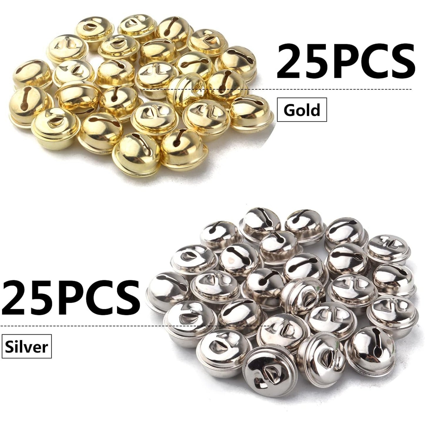 Large Jingle Craft Bells, 50pcs Jingle Christmas Bells Metal Bells Jingle Bell Ornaments for Pet Dog Cat Collar Pendants Christmas Party Festival Decoration and Home Decoration