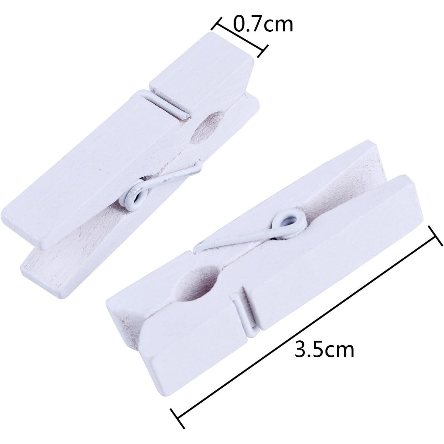 BronaGrand 100pcs Mini White Wooden Utility Paper Clips, Clothespins, Photo Clips