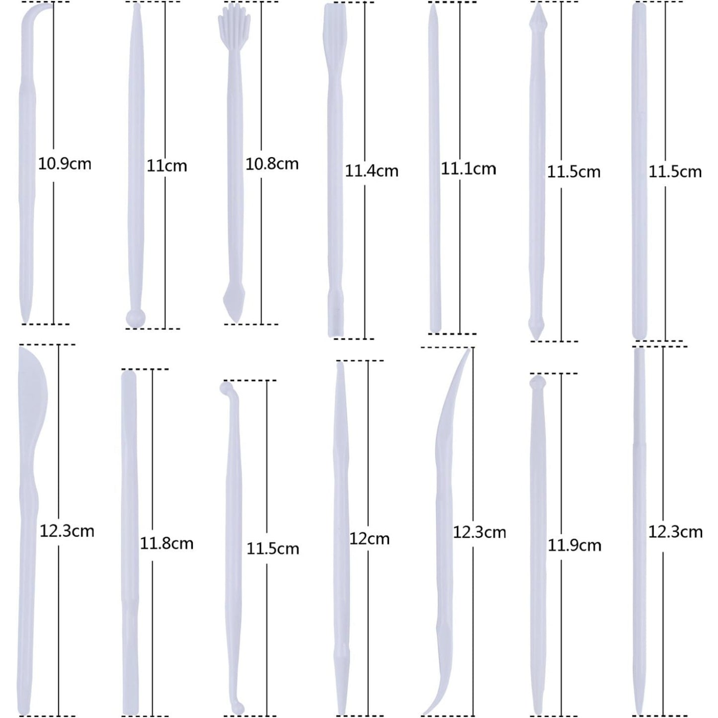 BronaGrand Set of 14 Mini Plastic Crafts Clay Modeling Tool for Shaping and Sculpting (White)