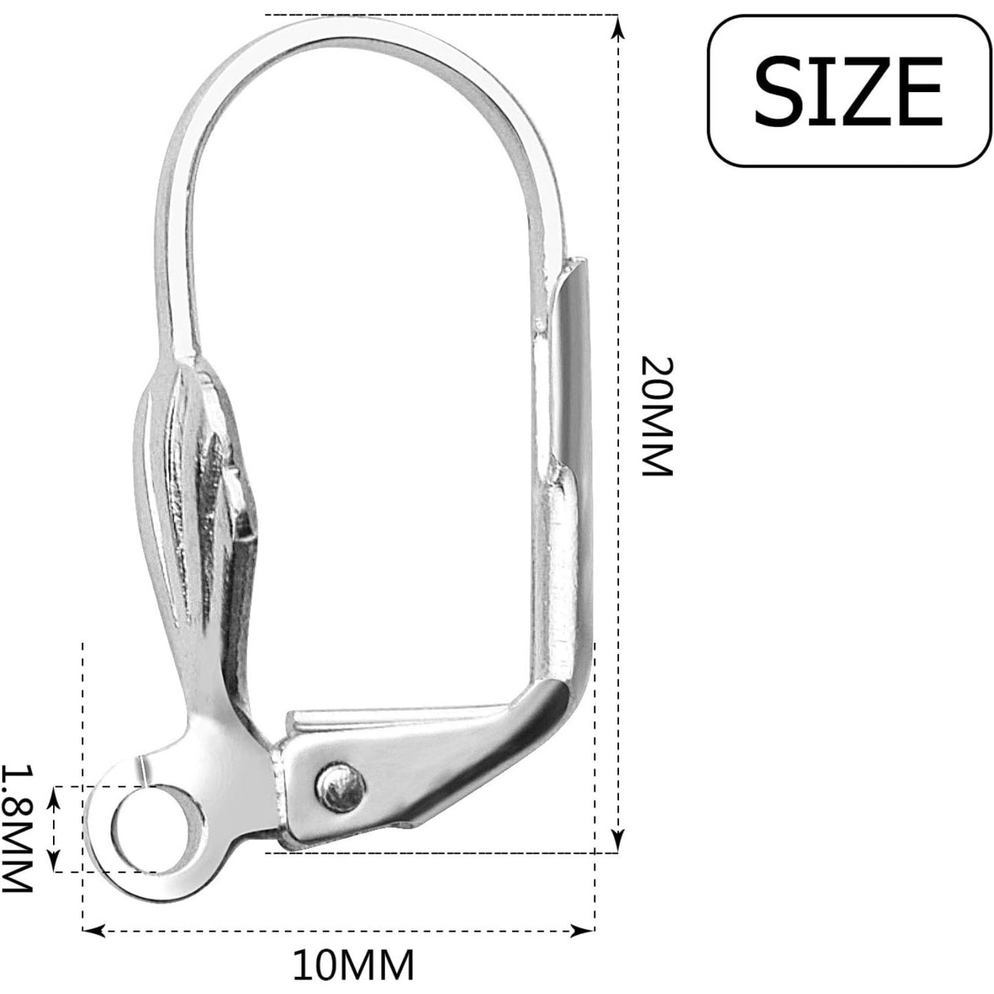 Hypoallergenic Earring Hooks, 100pcs Brass Leverback Shell Earrings French Hook Ear Wire with Open Loop for Jewelry Making, 2 Colors
