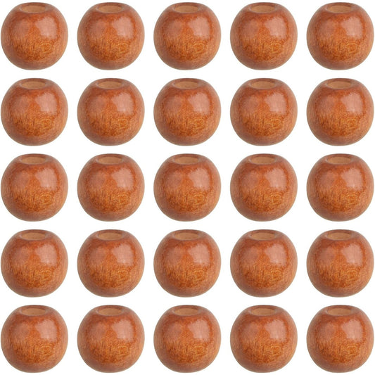 200pcs Natural Round Wooden Spacer Beads Large Hole Maple Wood Beads Loose Craft Wood Beads Accessories for DIY Jewelry Making Garland Farmhouse Decoration, Light Coffee