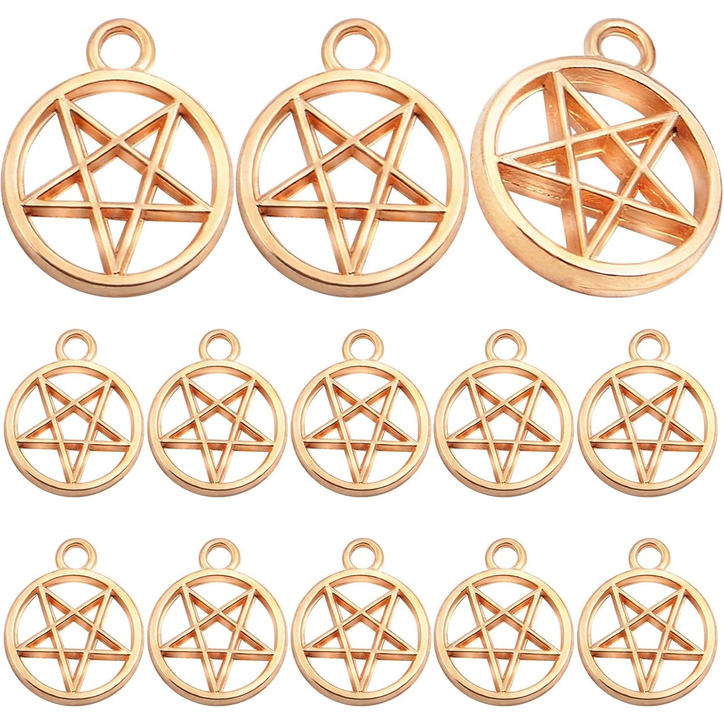50pcs Silver Pentacle Star Charms Alloy Star Pentagram Pendants Protection Lucky Pentacle Charms Jewelry Making Accessory for DIY Crafts Necklaces Bracelets Earrings