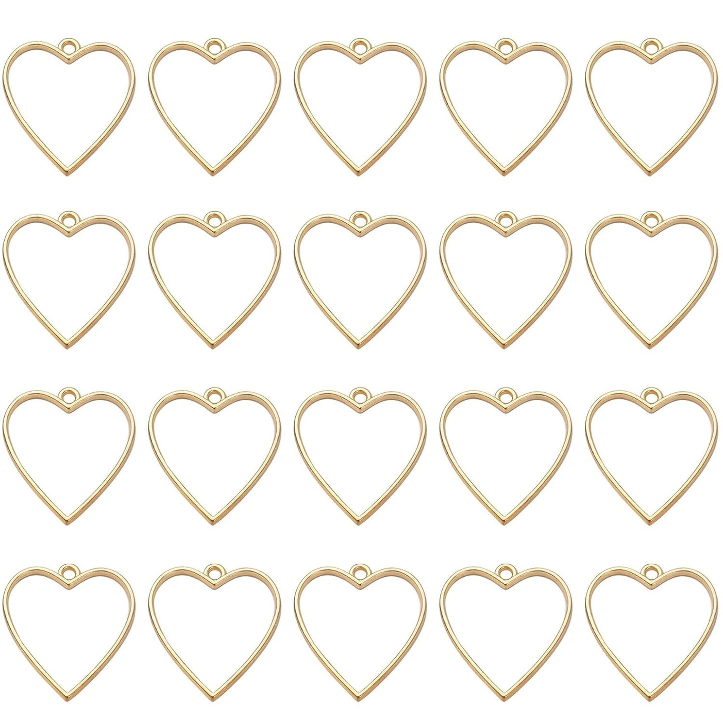 Open Backs Bezel Pendants, 20pcs Heart Hollow Frame Pendant Geometric Blanks Charms Resin Molds for Jewelry Findings Diy Pressed Flower Frame Earrings Bracelet, 4 Colors