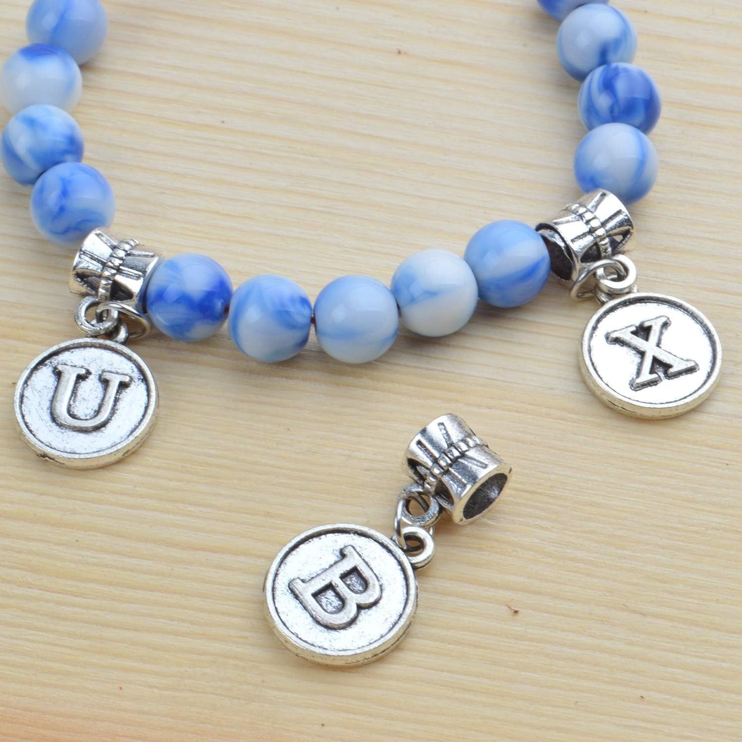 26pcs Letter Charms Alphabet A - Z Letter Charm Pendants with Bail Beads for Necklace Bracelets Jewelry Making,Silver