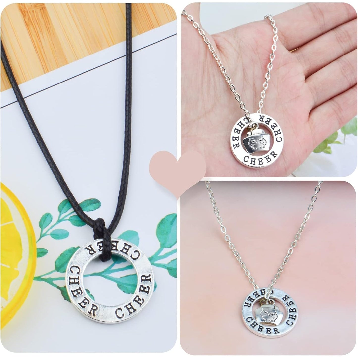 20 Pieces 23 mm Cheer Charms "Cheer" Stamped Round Circle Charms Alloy Cheering charm Connector for Necklace Bracelet Jewelry Making Accessories, Antique Silver