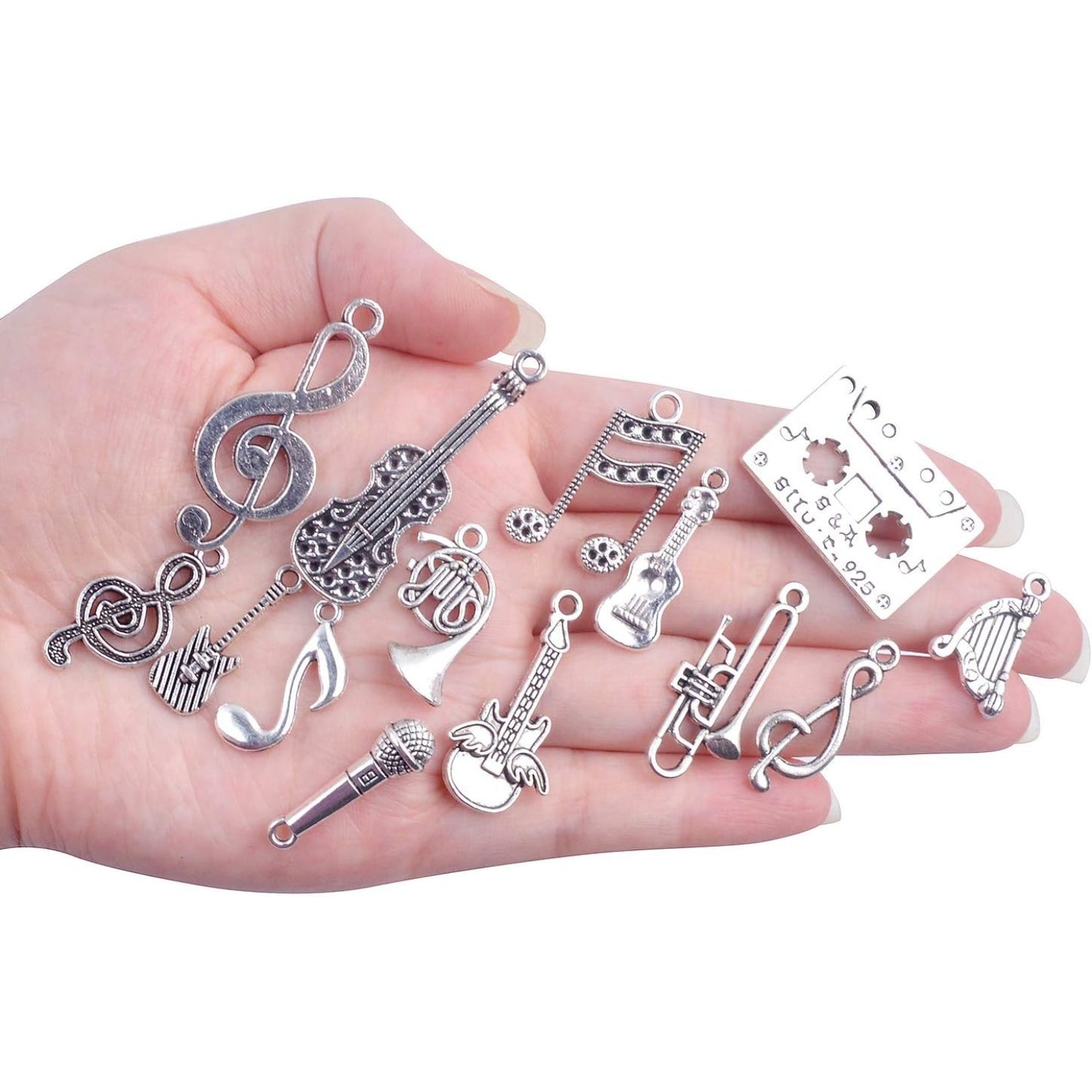 Music Notes Charm,100 Grams Alloy Multistyle Musical Notation Symbol Charm Pendant Connector for DIY Jewelry Making Accessaries(About 70-90pcs)