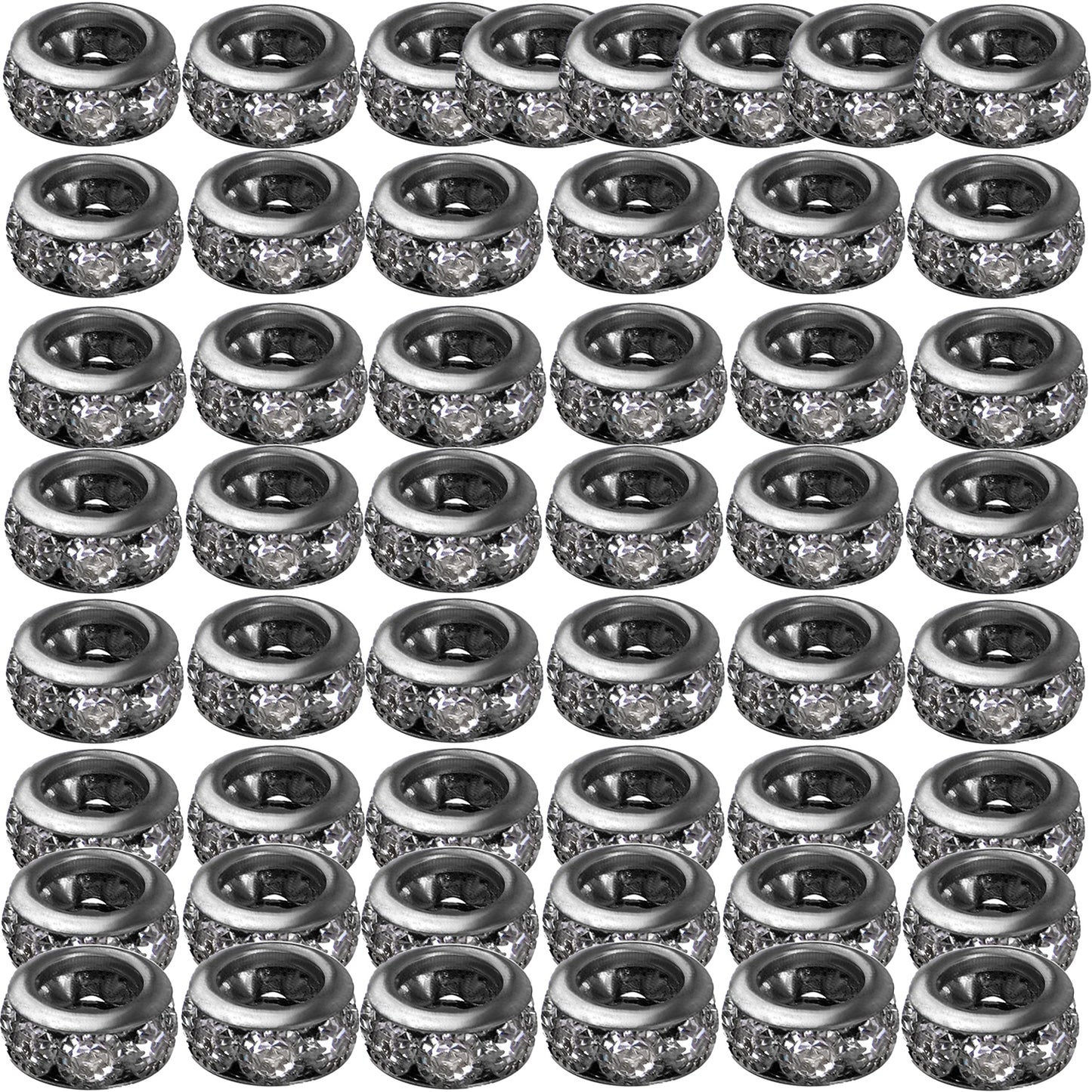40pcs 4 Colors Crystal Rhinestone European Beads Large Hole Rondelle Spacer Beads Loose Beads for European Bracelet Snake Chain Jewelry Making Findings, 10 mm x 5 mm, Hole: 6 mm