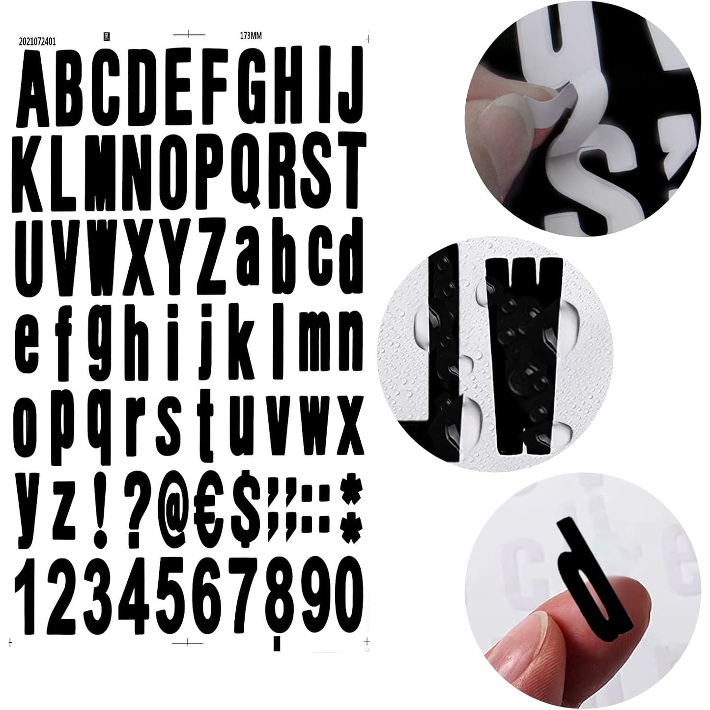 6 Sheets Self Adhesive Vinyl Letters Numbers Kit, Alphabet letter Stickers Waterproof Script Pantry Labels Stickers Decals for Mailbox, Signs, Window, Door, Cars, Business, Address Number, 2 Colors