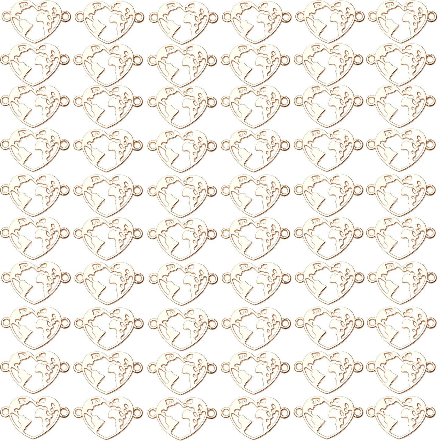 60pcs Alloy Large Filigree Heart Charm Love Connector Links Charms Double Loops Jewelry Heart Charm Pendants for DIY Bracelet Jewelry Crafts Making Accessories