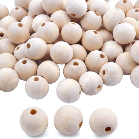 100pcs 17mm Natural Color Round Ball Wood Spacer Beads Jewelry Findings Charms(About 17mm)