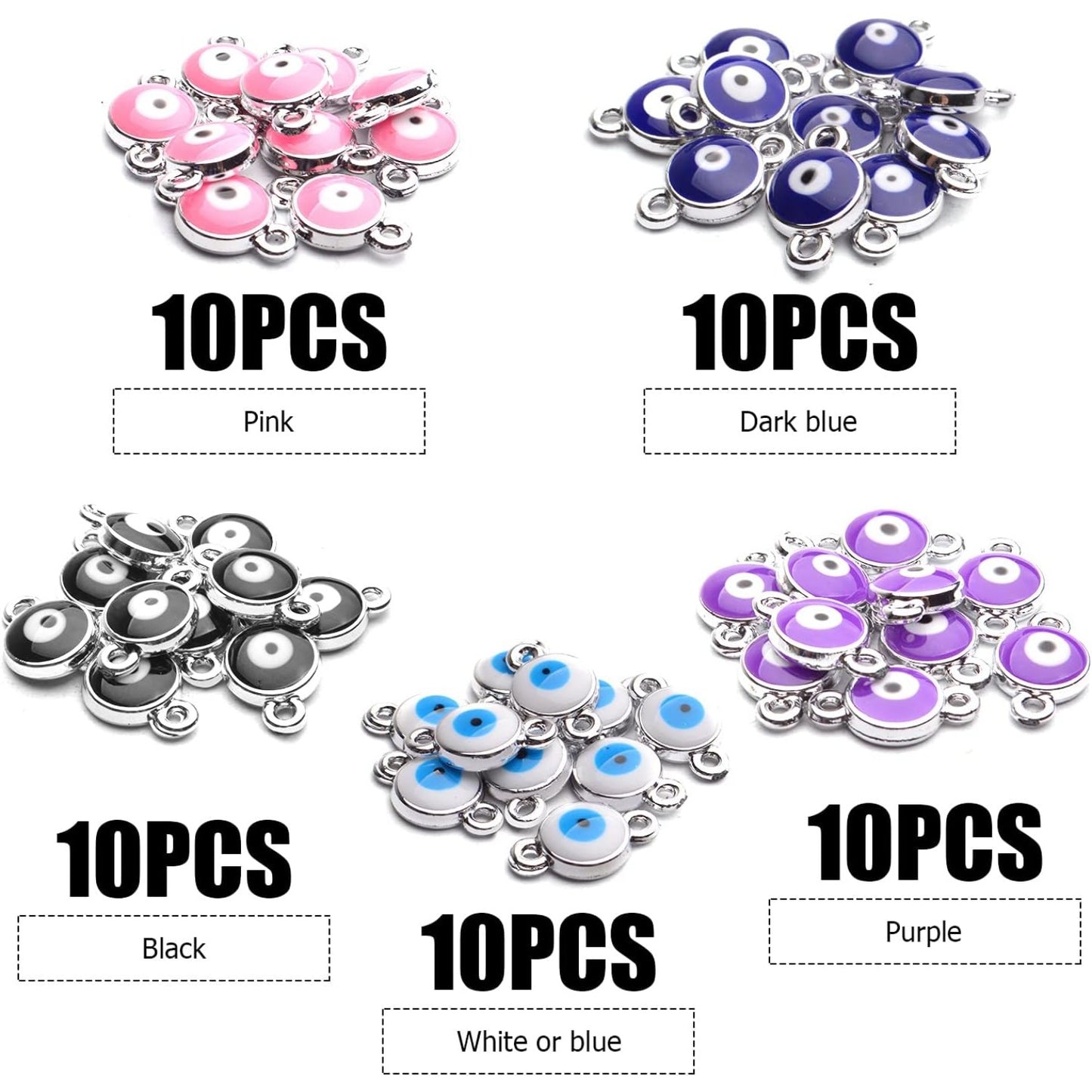 50pcs Evil Eye Connectors Pendants Bracelet Connector Bead Charms for Bracelet Necklace Crafts DIY