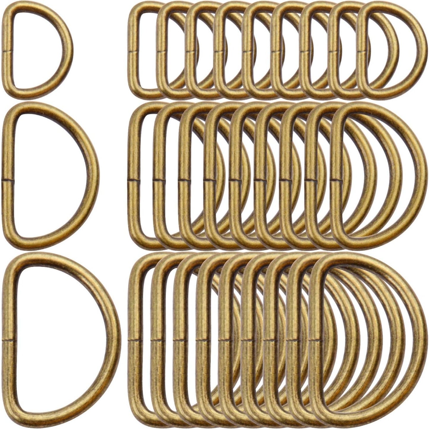 100pcs Multi-Purpose Metal D Rings Semi-Circular D Rings Hardware DIY Accessories for Bags Pet Collars Chain Bags,1/2inch,3/4inch and 1 inch