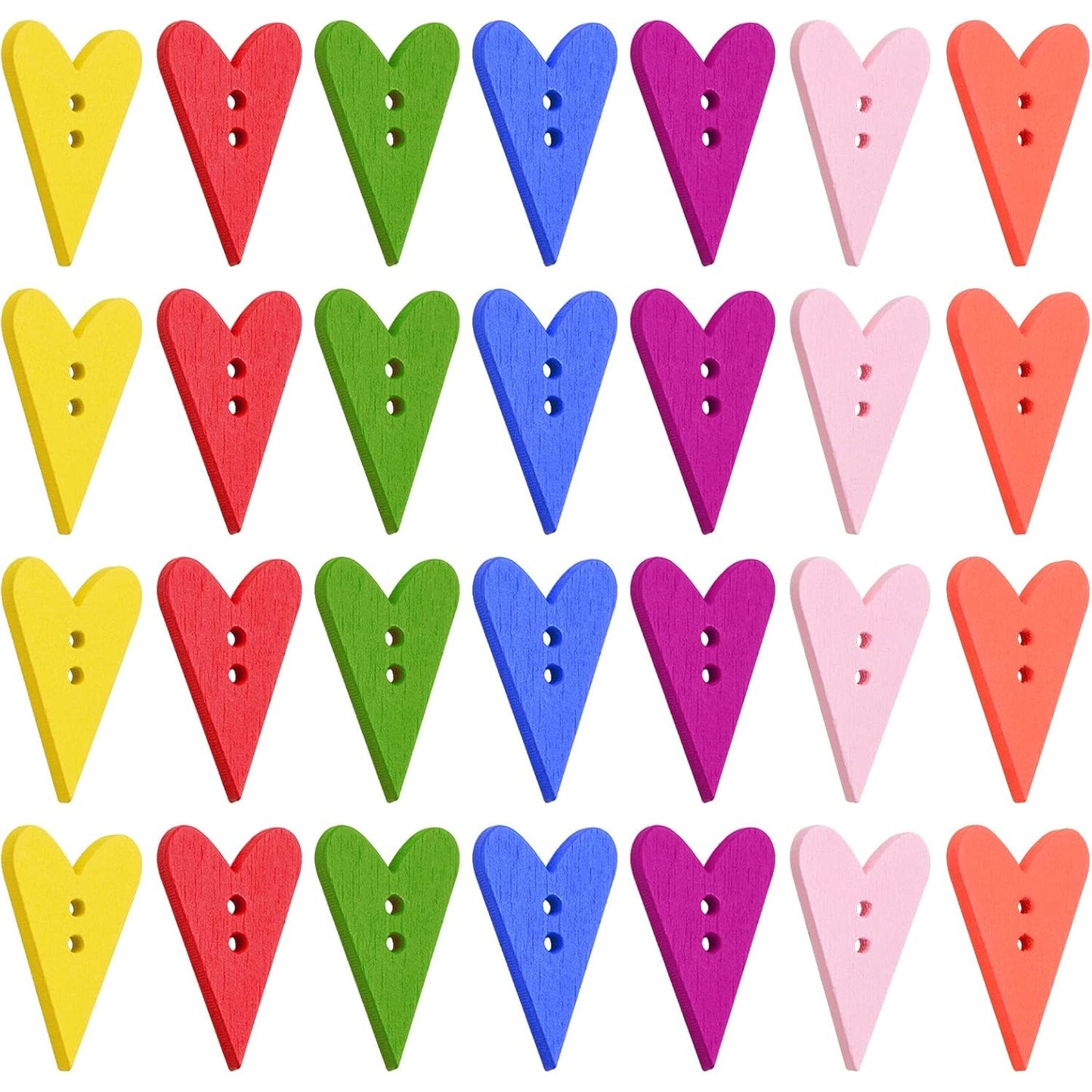 100pcs Wooden Love Heart Buttons with 2 Holes Heart Shape Wood Craft Buttons Decorative Accessories for DIY Clothes Sewing Scrapbooking